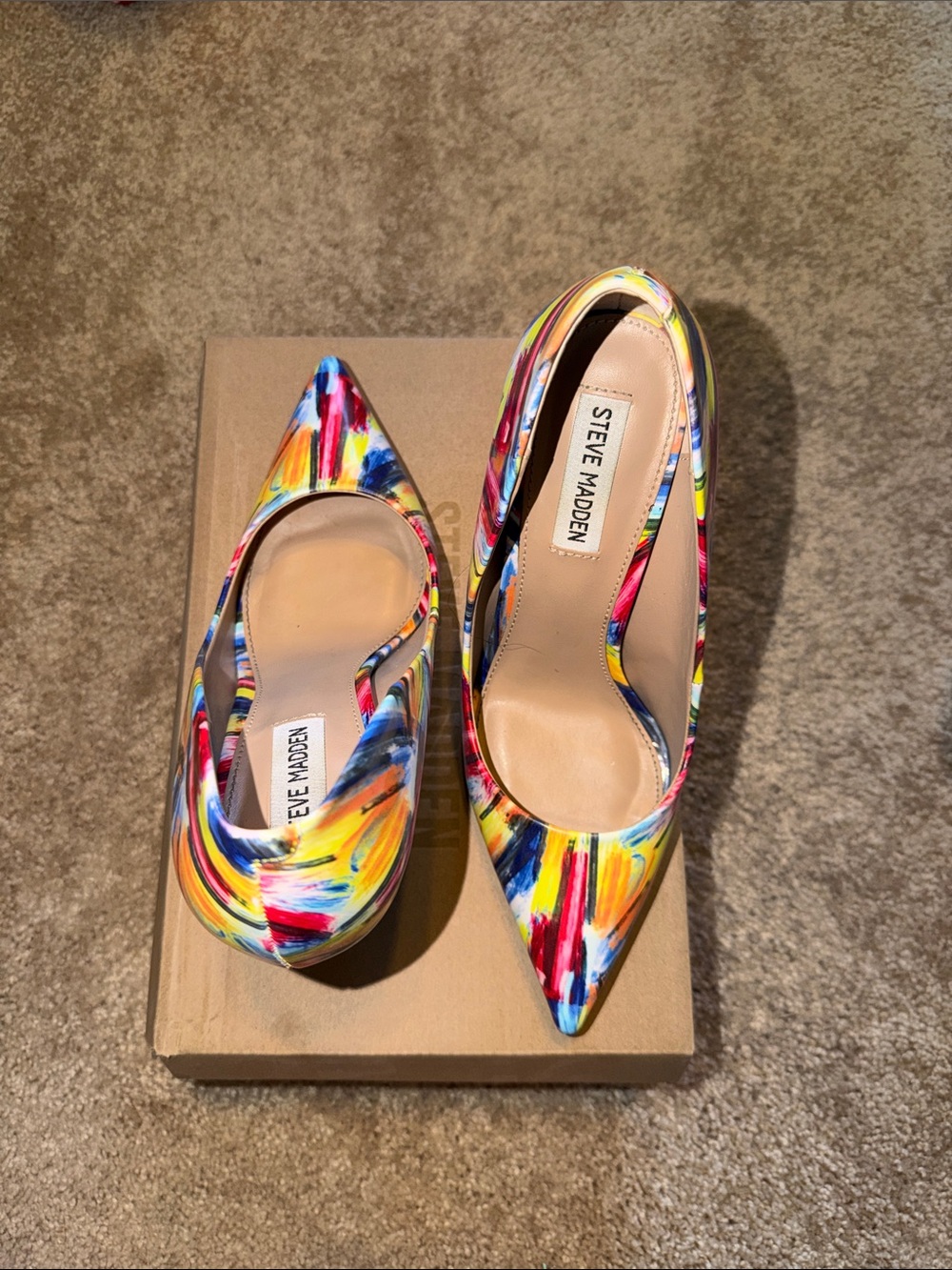 Steve Madden Multicolor Brushstroke Pointed-Toe Pumps - Picture 3 of 7